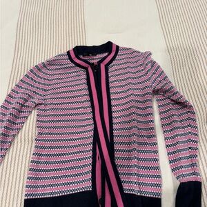 J. Crew Pink and Navy Striped Cardigan
